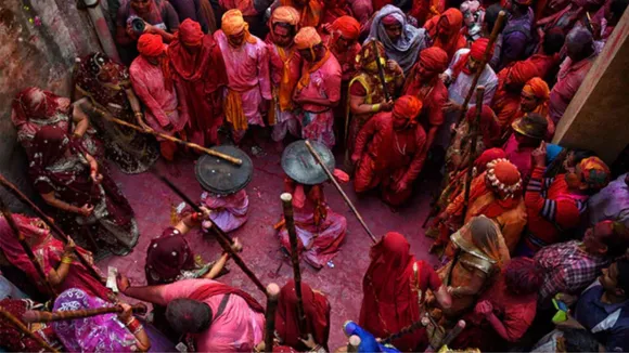 Holi celebration in Barsana image
