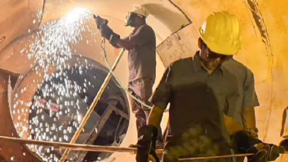 Rescue operation underway to trace workers trapped inside the partially collapsed Telangana's Srisailam Left Bank Canal tunnel in Nagarkurnool, Telangana on Saturday, March 1, 2025.