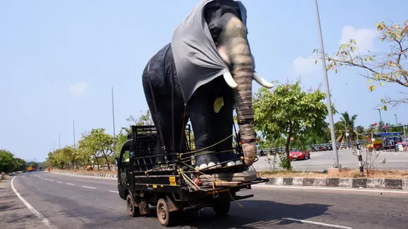Parvati Nair gift mechanical elephant Kerala Temple