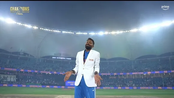 Hardik Pandya after winning the Champions Trophy in Dubai, Sunday, March 9, 2025.
