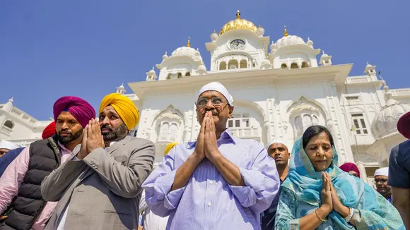 AAP convener Arvind Kejriwal with Punjab CM Bhagwant Mann