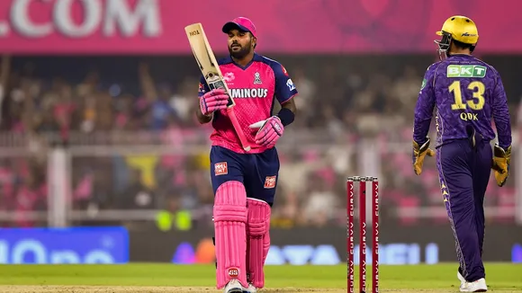 Rajasthan Royal’s batter Wanindu Hasaranga during the IPL match against Kolkata Knight Riders in Guwahati on Wednesday, March 26, 2025.