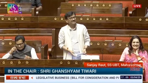 Sanjay Raut speaks in Rajya Sabha in a debate over the Waqf Amendment Bill, 2025, on Thursday, April 3, 2025.