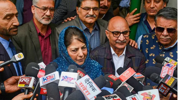 PDP chief interacts with press before protest march in Jammu and Kashmir