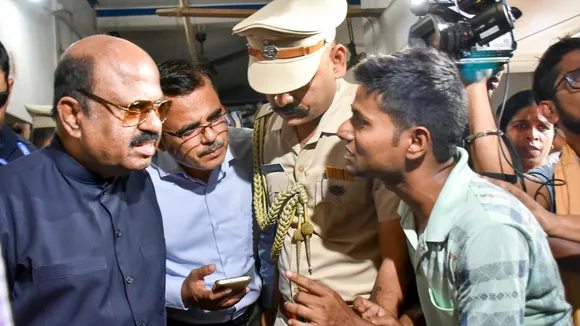 West Bengal Governor C.V. Ananda Bose interacts with people affected by the recent communal violence in Murshidabad district West Bengal on Saturday, April 19, 2025.