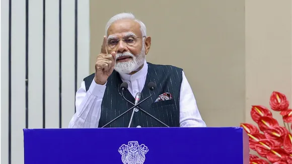 Prime Minister Narendra Modi speaks during the 17th Civil Services Day programme, in New Delhi.
