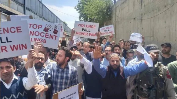National Conference protest against Pahalgam terror attack.