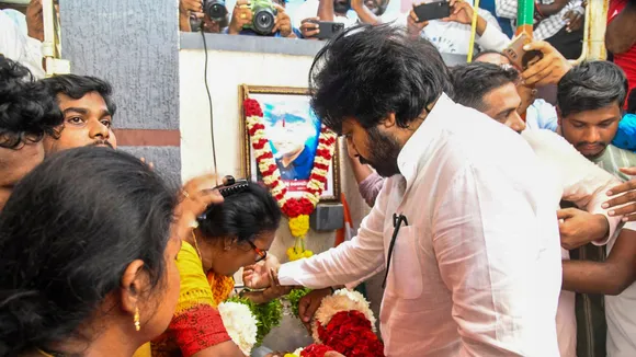 Deputy CM Pawan Kalyan meets the bereaved family members of Madhusudan Rao, who was killed in the Pahalgam terror attack.