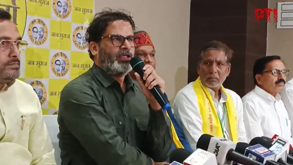 Prashant Kishor interacts with press.