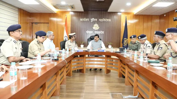 Madhya Pradesh chief minister Mohan Yadav at a high-level meeting on the law-and-order situation in the state on Saturday, April 26, 2025.