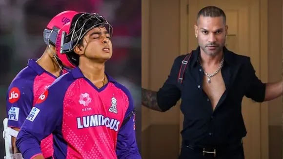 Viabhav Suryavanshi (L),  Shikhar Dhawan (R)
