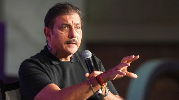 Former cricketer Ravi Shastri speaks during a session Intersection of Sports, at WAVES 2025, in Mumbai.
