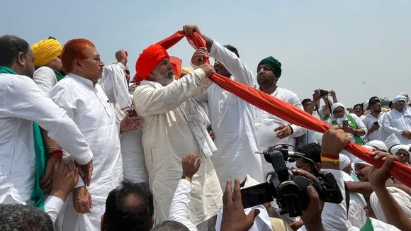 Rakesh Tikait at Kisan Mahapanchayat, in Muzaffarnagar