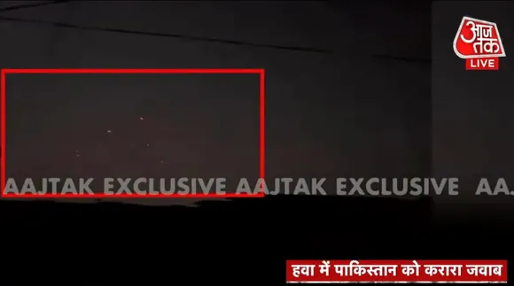 Indian air defence system hitting Pakistani missiles launched towards Jammu