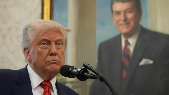 President Donald Trump speaks before Steve Witkoff is sworn as special envoy during a ceremony in the Oval Office of the White House.
