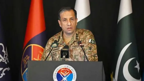 Director General Inter-Services Public Relations (ISPR) Lt Gen Ahmed Sharif Chaudhry addresses a press conference.