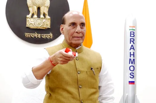 Defence Minister Rajnath Singh virtually attends the inauguration of BrahMos Aerospace Integration and Testing Facility, in New Delhi.