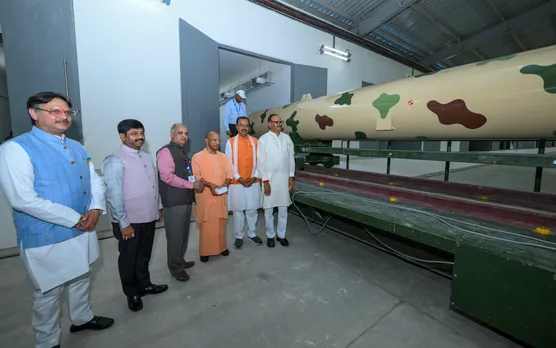 UP CM Yogi Adityanath inaugurates of BrahMos Aerospace Integration and Testing Facility, in Lucknow.