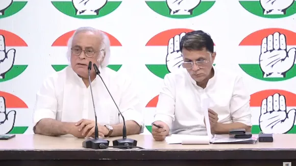 Jairam Ramesh and Pawan Khera address a press conference in Delhi on Wednesday, May 14, 2025.