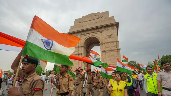 Tiranga Yatra in Delhi India Gate Indian Flag