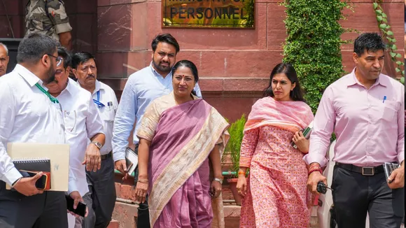 Delhi Chief Minister Rekha Gupta, Union Jal Shakti Minister CR Paatil and others leave after a meeting with Union Home Minister Amit Shah to discuss rejuvenation of River Yamuna.