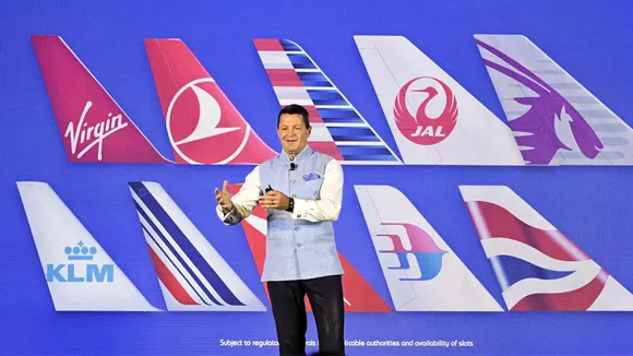 IndiGo CEO Pieter Elbers speaks during a media briefing, in New Delhi.