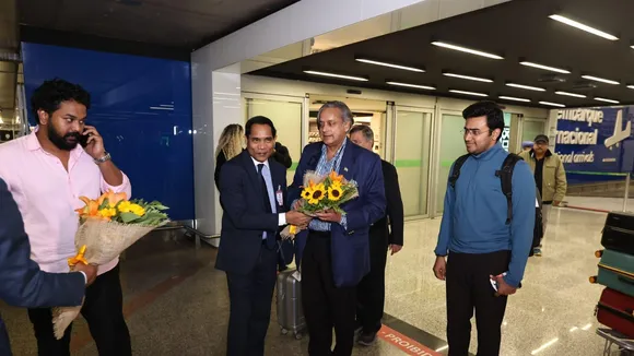 All party delegation led by Shashi Tharoor arrives Brazil.
