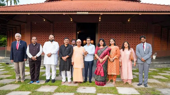 An all-party delegation including including JD(U) MP Sanjay Jha, Congress leader and former external affairs minister Salman Khurshid, BJP MPs Aparajita Sarangi, Brij Lal, Pradan Baruah and Hemang Joshi, TMC MP Abhishek Banerjee, CPI(M) leader John Brittas and former ambassador Mohan Kumar with others during a visit to Ramakrishna Mission, in Petaling Jaya, Malaysia.