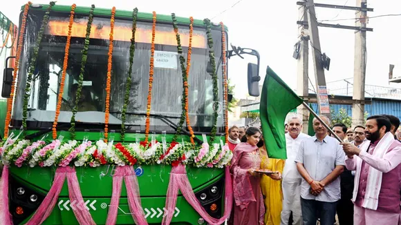 Haryana CM Nayab Saini flags off e buses in Chandigarh.
