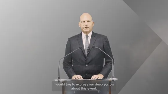 A videograb of the video message from Campbell Wilson, MD & CEO, Air India, on Ahmedabad plane crash on Thursday, June 12, 2025.
