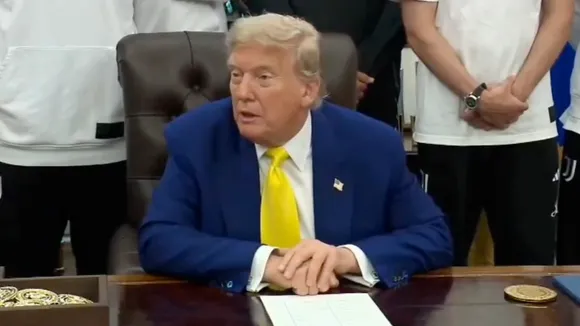 Donald Trump speaks about his lunch with Asim Munir on Wednesday, June 18, 2025.