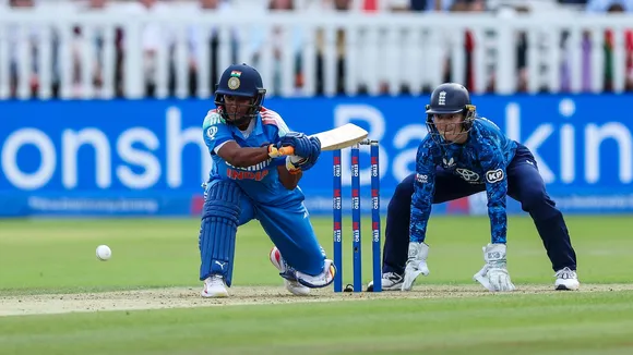 Deepti Sharma batting during the second women's one day international match between England and India, at Lord's, London, Saturday July 19, 2025.