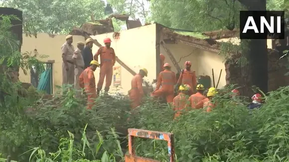 NDRF personnel conduct a search operation at Dargah Sharif Patte Shah, located near Humayun's Tomb, in the Nizamuddin area