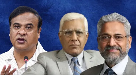 Himanta Biswa Sarma, Karan Thapar and Siddharth Varadarajan (Image courtesy: The Wire)