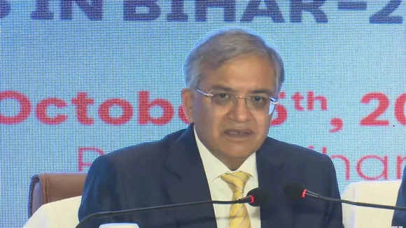 Chief election commissioner Gyanesh Kumar addressing a press conference in Patna on Sunday, Oct 5, 2025.