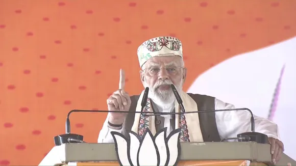 Narendra Modi addresses a rally in Samastipur on Friday, October 24, 2025.