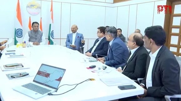 Mohan Charan Majhi with Vedanta chairman Anil Agarwal and Vedanta officials on Thursday, Oct 23, 2025.
