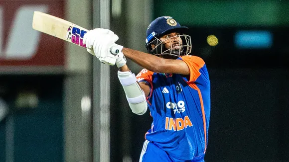 India's Washington Sundar bats during the T20 cricket international between India and Australia in Hobart, Australia, Sunday, Nov. 2, 2025. AP/PTI