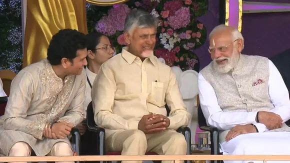 Chandrababu Naidu Narendra Modi Sri Sathya Sai Baba