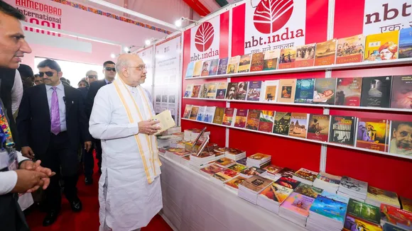 Amit Shah at the Ahmedabad International Book Fair on Sunday, Nov 23, 2025.