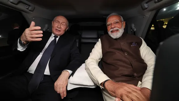 Vladimir Putin and Narendra Modi travel in the same car from Palam airport to PM house in New Delhi on Thursday, Dec 4, 2025, nearly three months after they travelled together on a vehicle in the Chinese city of Tianjin.