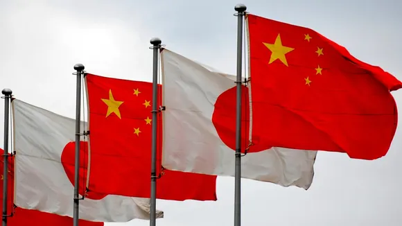 China Japan Flags China Japan Tensions