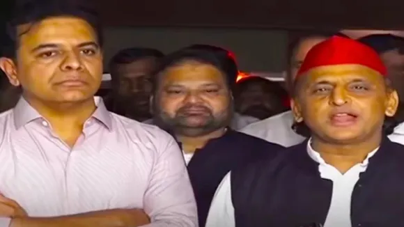 K T Rama Rao and Akhilesh Yadav