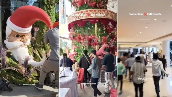 christmas decoration vandalised at raipur mall