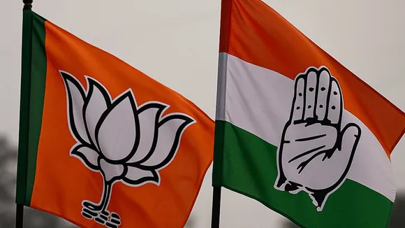 BJP Congress Flags BJP vs Congress