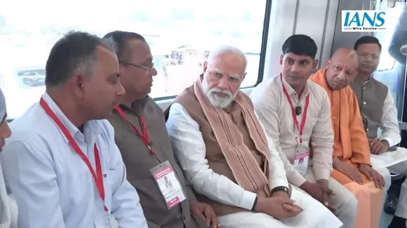Narendra Modi and Yogi Adityanath in Meerut Metro