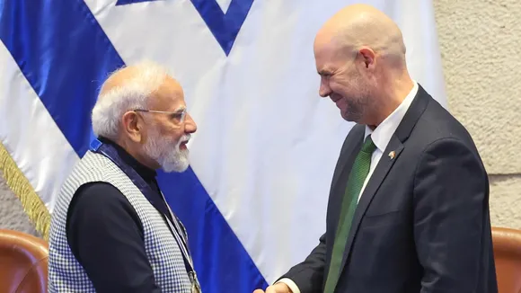 Prime Minister Narendra Modi conferred with "Speaker of the Knesset Medal" at the Knesset, Israeli parliament, in Jerusalem, Israel on Wednesday, Feb 25, 2026.