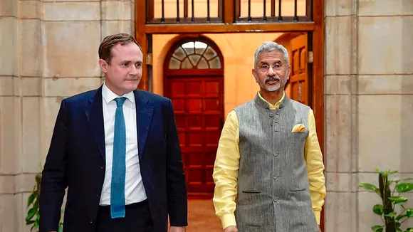 External Affairs Minister S Jaishankar with UK Minister of State Tom Tugendhat in New Delhi