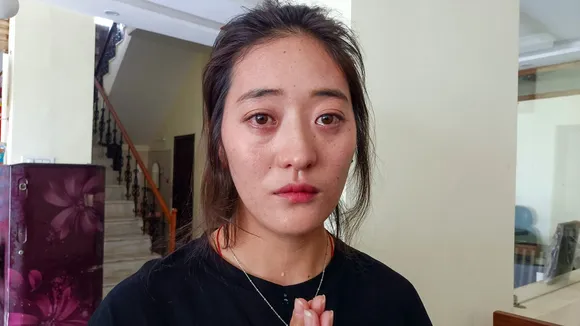 Tibetan activist Namkyi who fled Tibet last year and is now living in India