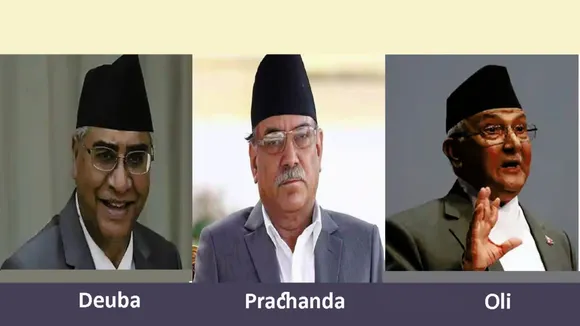 Sher Bahadur Deuba, Pushpa Kamal Dahal 'Prachanda' and KP Sharma Oli